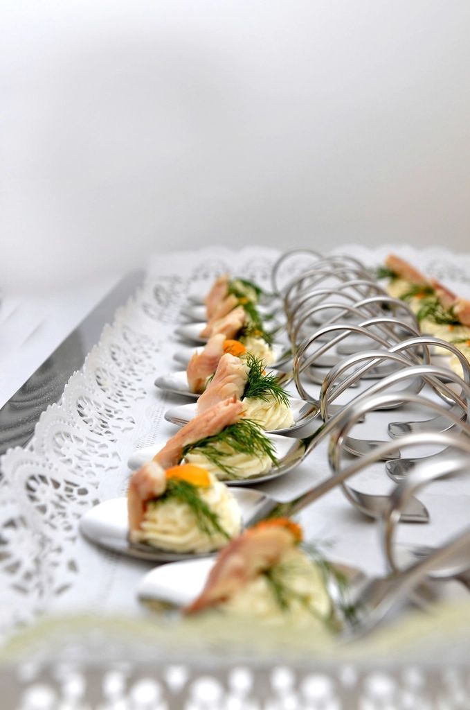 A seafood dish plated and ready to serve